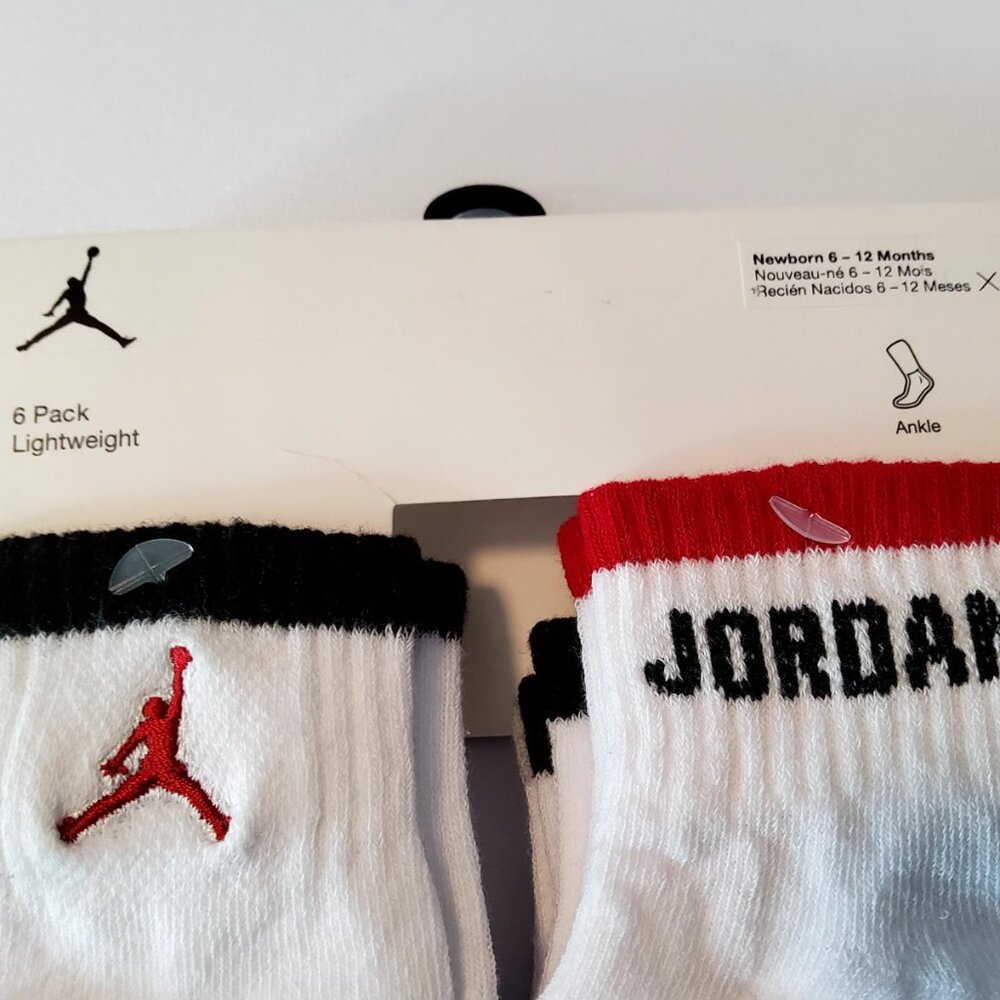 Nike Air Jordan Baby Infant Lightweight Ankle Socks 6-Pack Size 6-12 Months - Picture 3 of 4